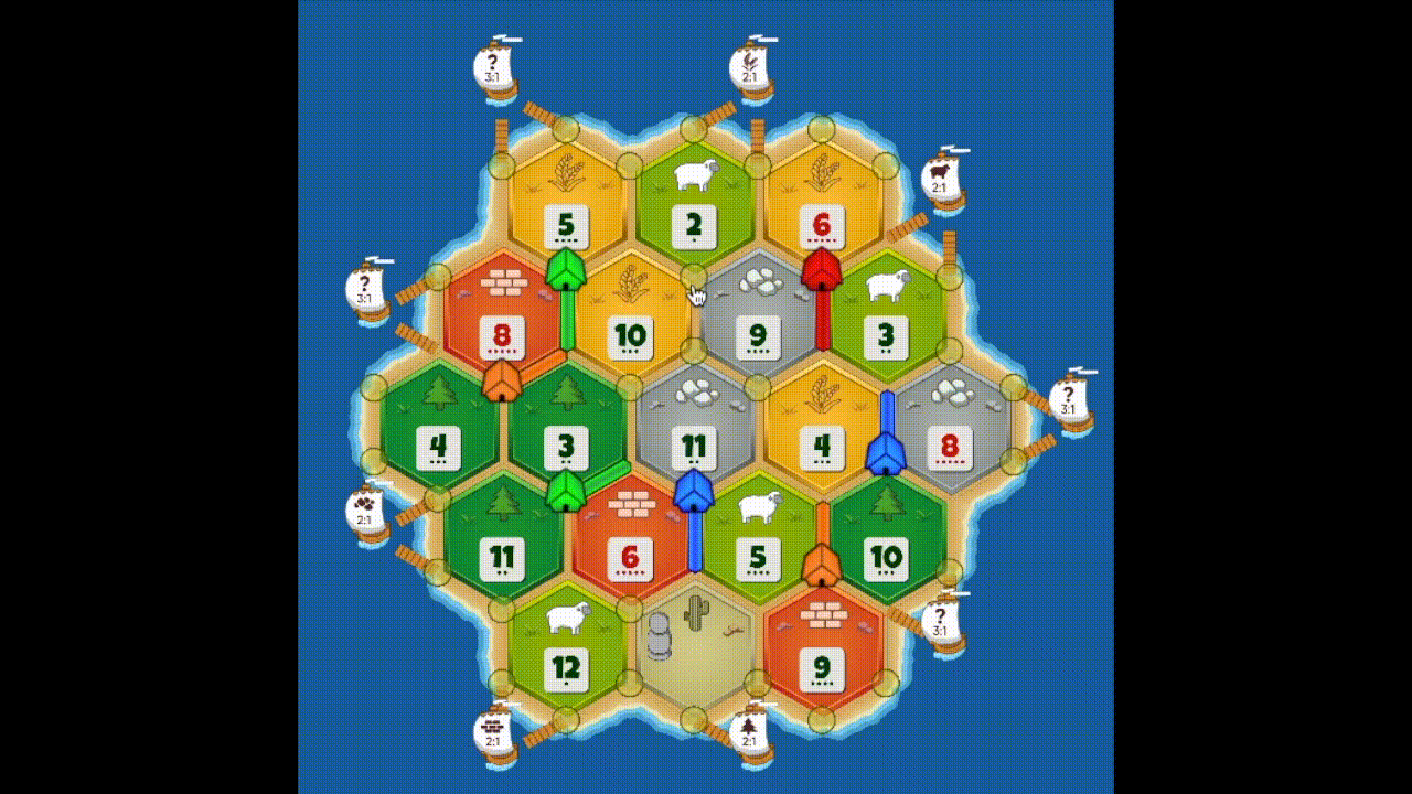 Placing settlments and roads at the start of the game