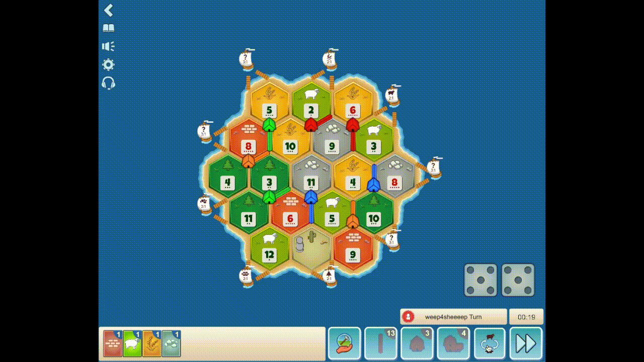 Trade resources with the bank or other players